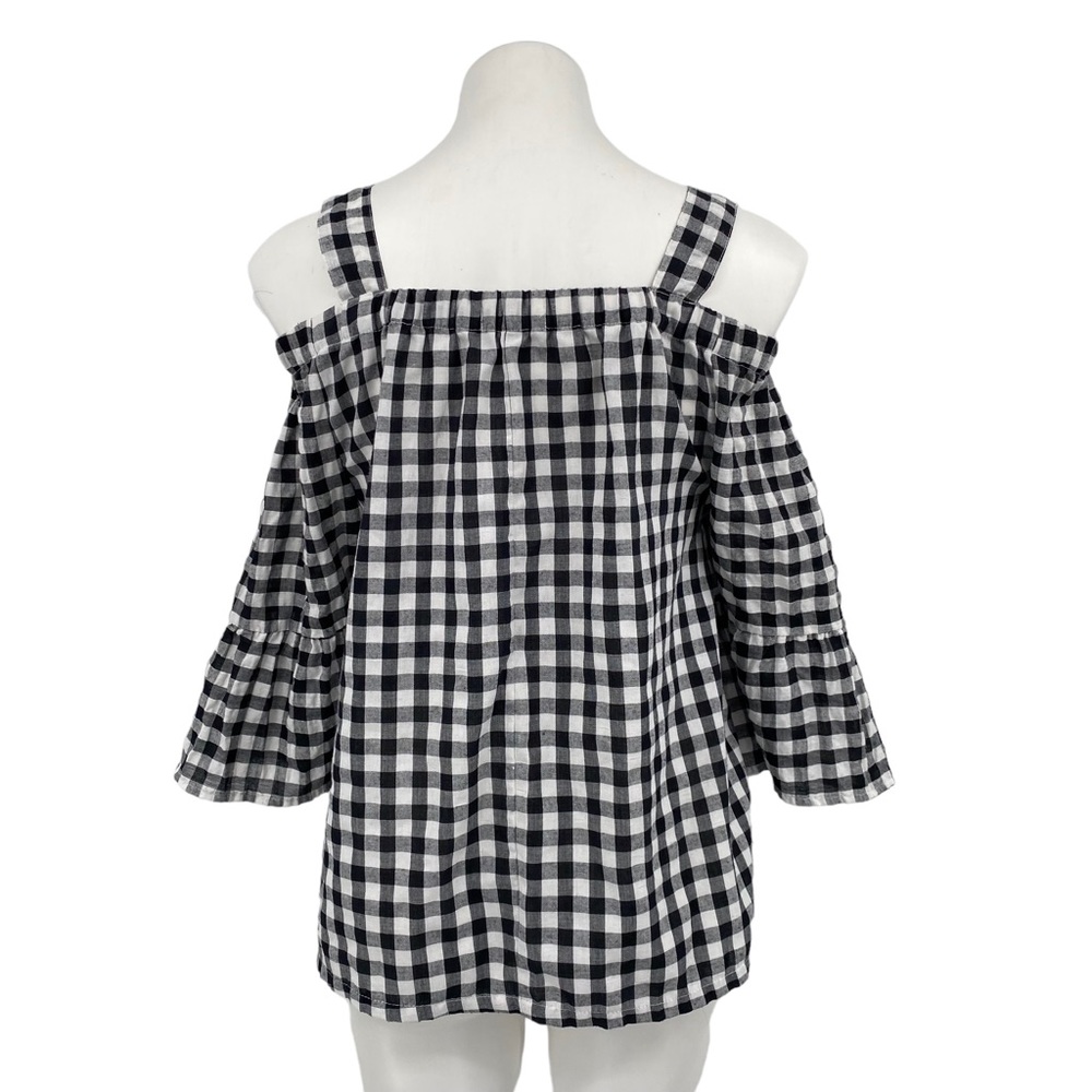 Harlow & Rose Gingham Floral Embroidered Off Shoulder Top Small - Picture 3 of 11